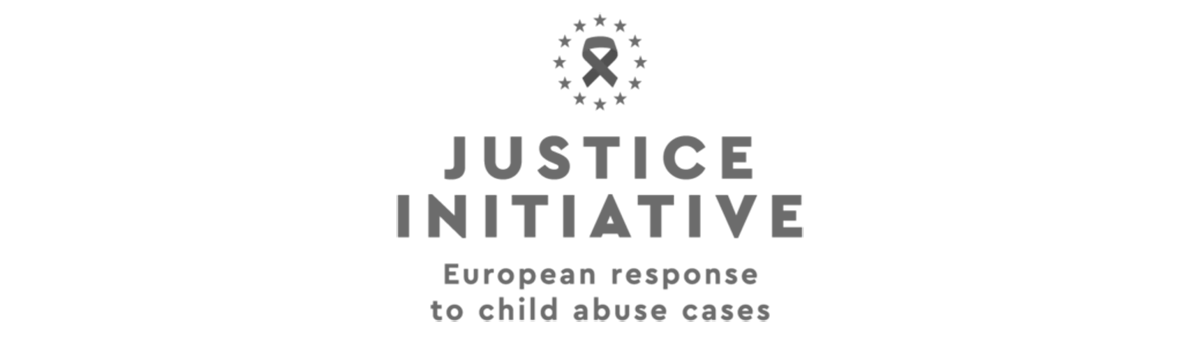 Logo der „Justice Initiative“: Europäische Reaktion auf Fälle von Kindesmissbrauch, mit einer Schleife und Sternen darüber.