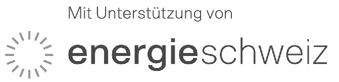 Energieschweiz-Logo mit dem Text „Mit Unterstützung von above it“.