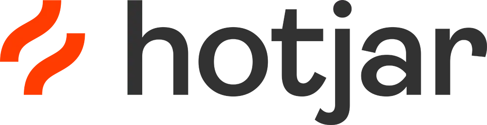 Hotjar-Logo mit zwei roten Wellenlinien, dem Wort „Hotjar“ in Schwarz, im Stil von Schultz Möbel. Hotjar-Logo mit zwei roten Wellenlinien, dem Wort „Hotjar“ in Schwarz, im Stil von Schultz Möbel.